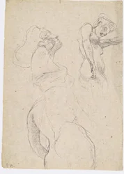 Drei Studien einer stehenden Frau nach rechts